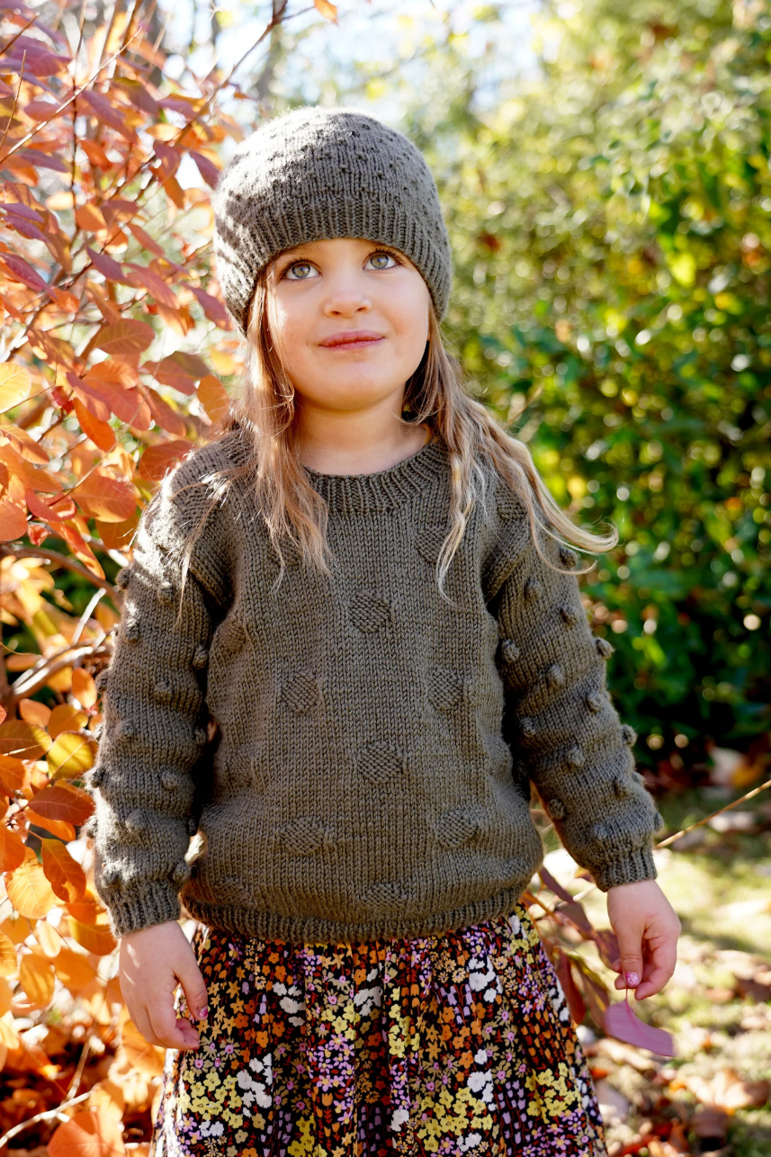 Olive Sweater and Hat LF39 in 8 Ply